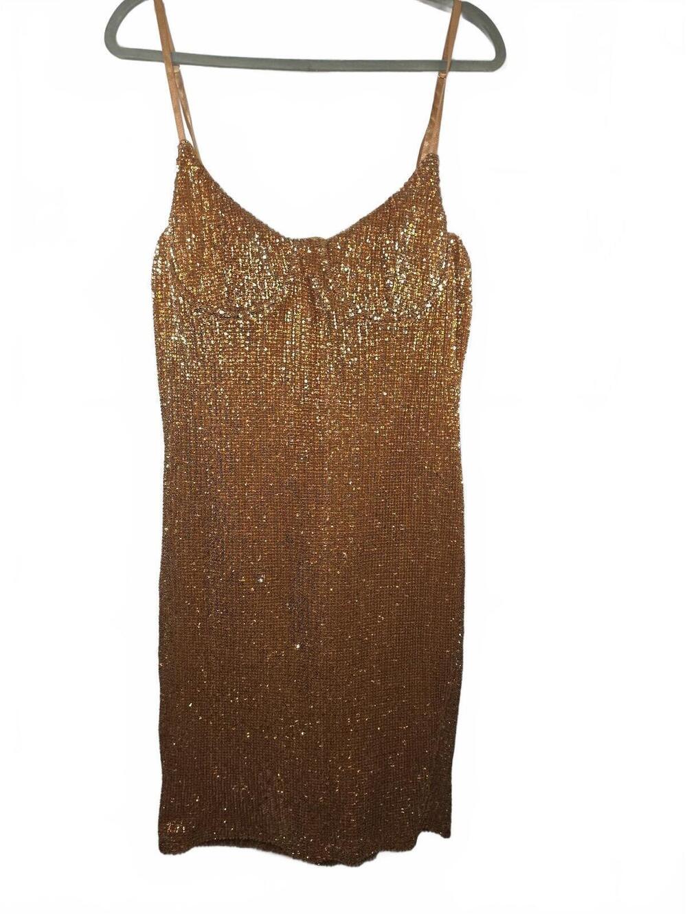Fashion Nova Copper Gold Sequin Mini Dress XL – Sparkle Party Club Dress